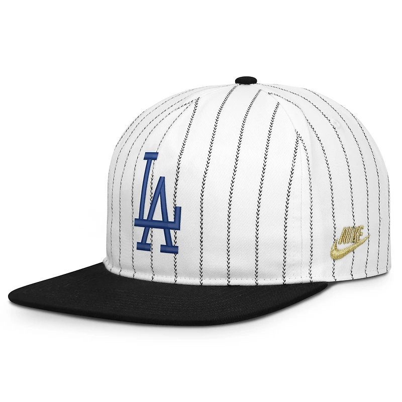Casquette ajustable Nike Pro Los Angeles Dodgers Cooperstown Collection blanche et noire pour homme
