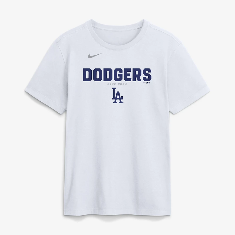 T-shirt Nike blanc pour homme avec le nom de l'équipe en gras des Los Angeles Dodgers
