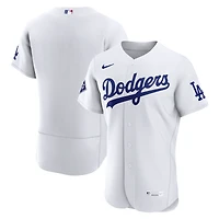 Maillot authentique Nike blanc pour homme des Dodgers de Los Angeles, domicile, avec écusson du sponsor.