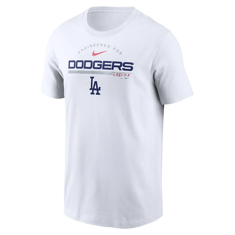 T-shirt blanc Nike Los Angeles Dodgers Team Engineered Performance pour homme