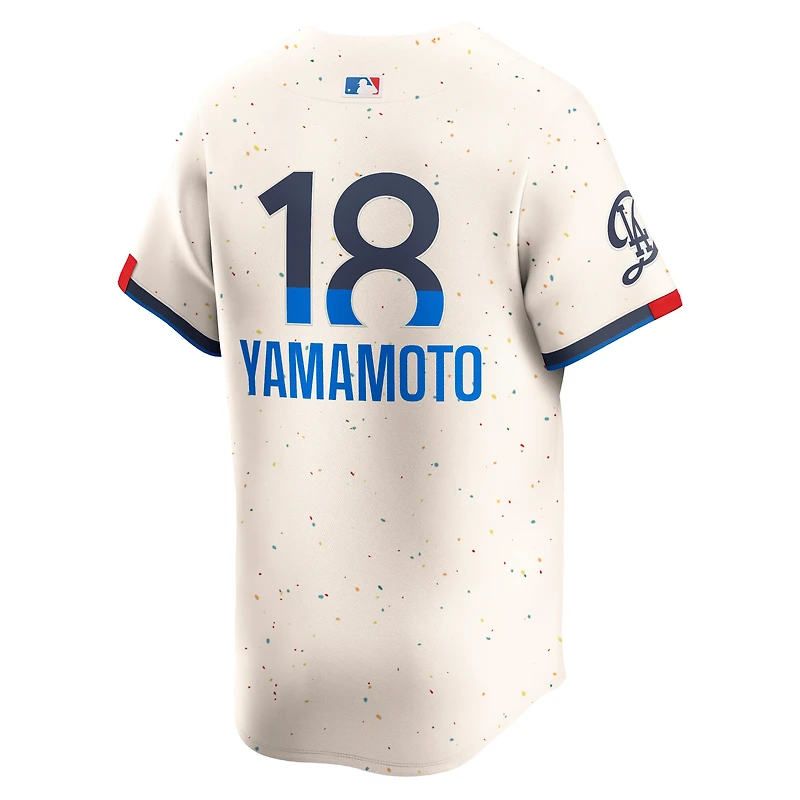 Maillot Nike Yoshinobu Yamamoto crème City Connect Limited des Dodgers de Los Angeles pour homme