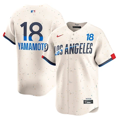Maillot Nike Yoshinobu Yamamoto crème City Connect Limited des Dodgers de Los Angeles pour homme