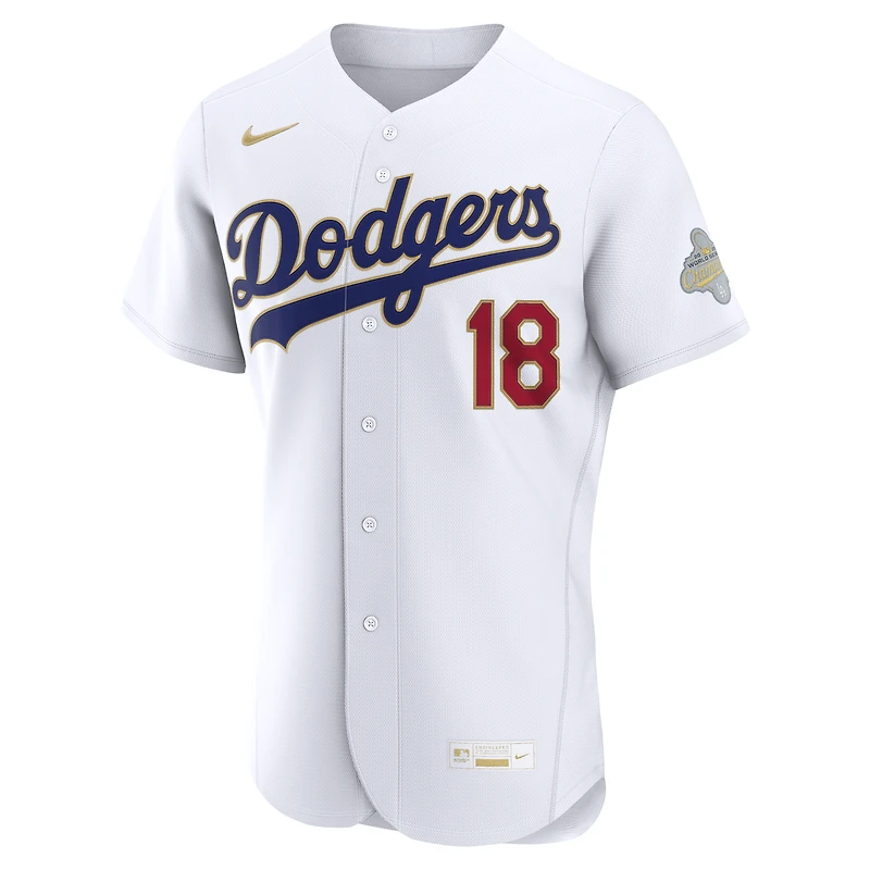 Men's Nike Yoshinobu Yamamoto White Los Angeles Dodgers 2026 Gold Collection Authentic Jersey