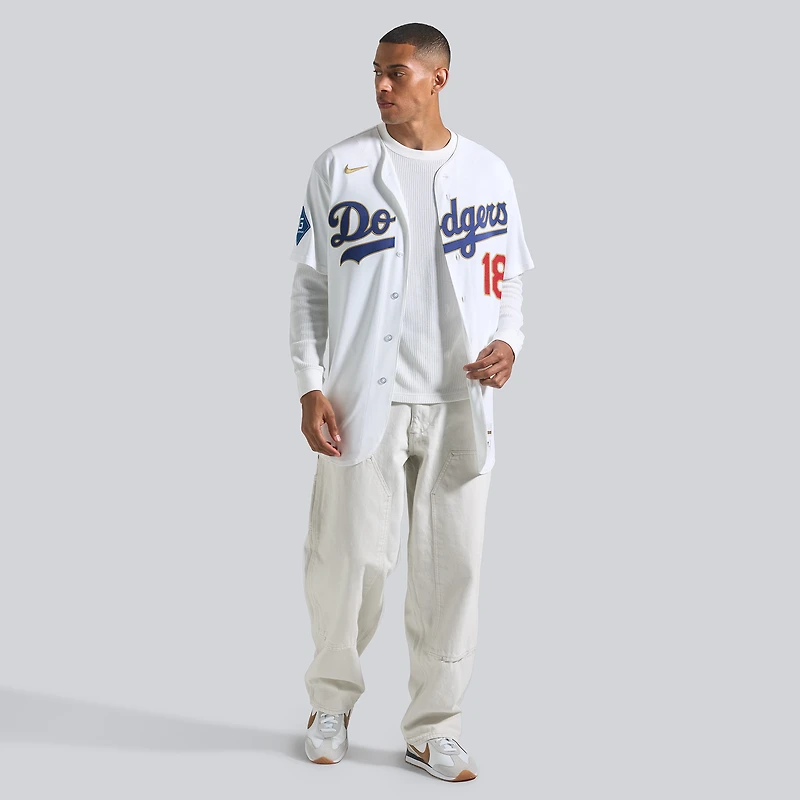 Maillot authentique Nike Yoshinobu Yamamoto blanc Los Angeles Dodgers Collection Or 2026 pour homme