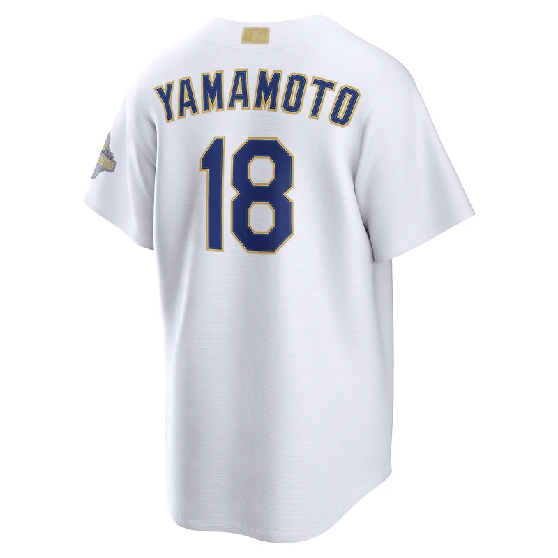 Maillot de stade Nike Yoshinobu Yamamoto blanc Los Angeles Dodgers Collection Or 2026 pour homme