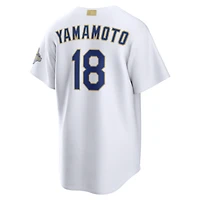 Maillot de stade Nike Yoshinobu Yamamoto blanc Los Angeles Dodgers Collection Or 2026 pour homme