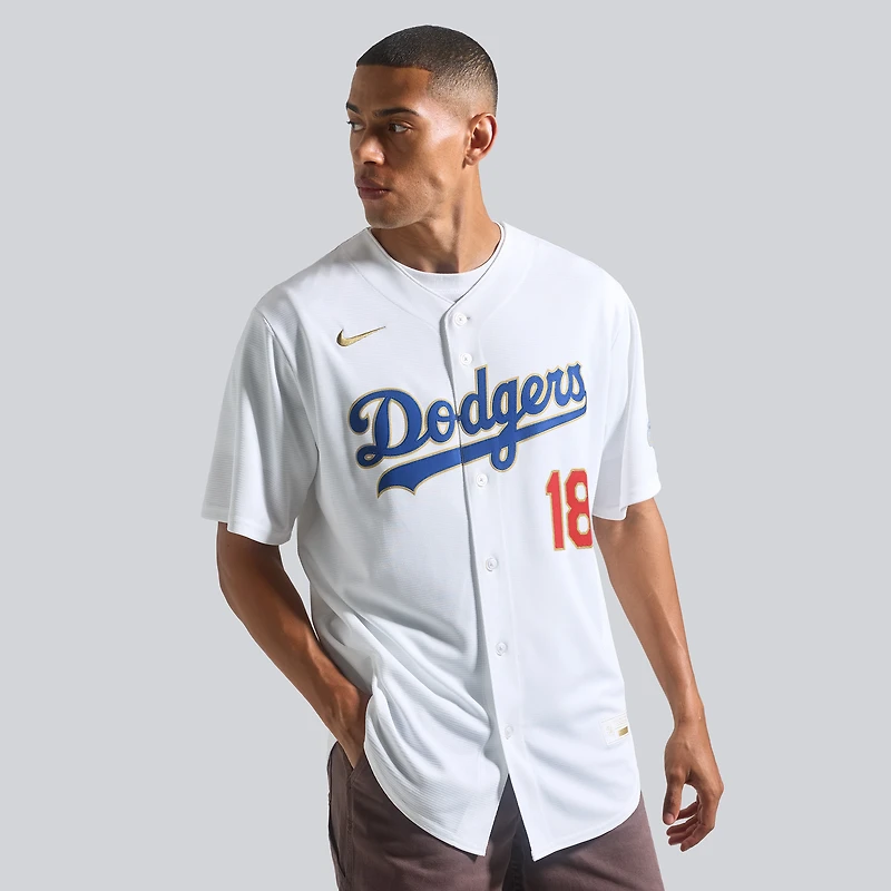 Men's Nike Yoshinobu Yamamoto White Los Angeles Dodgers 2026 Gold Collection Stadium Jersey