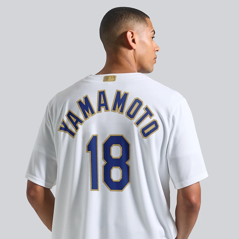 Men's Nike Yoshinobu Yamamoto White Los Angeles Dodgers 2026 Gold Collection Stadium Jersey