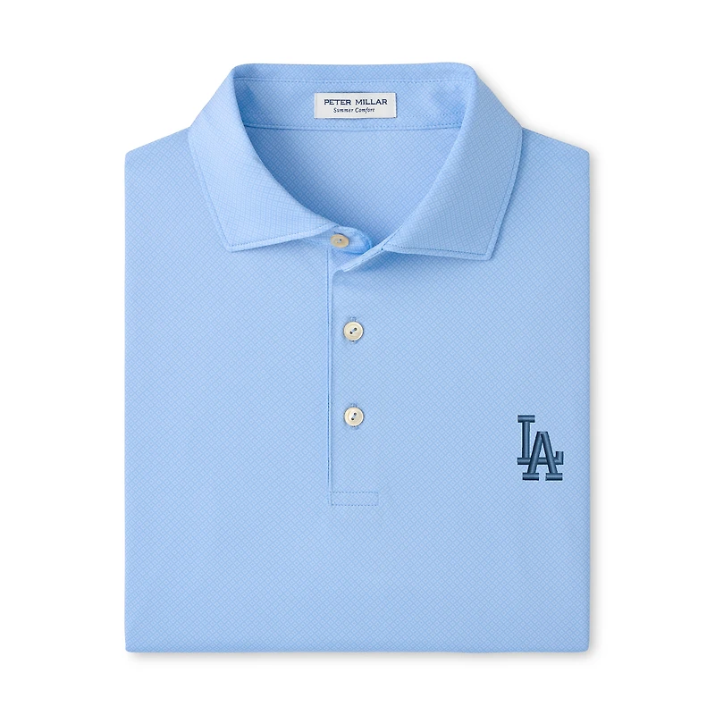 Men's Peter Millar Light Blue Los Angeles Dodgers Hugo Performance Jersey Polo