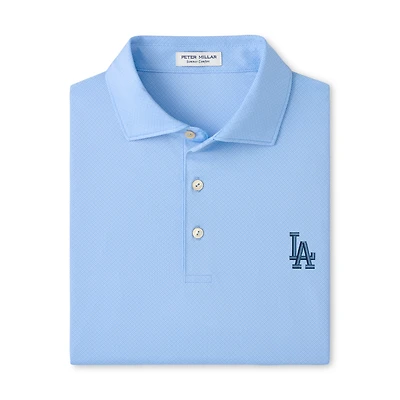 Men's Peter Millar Light Blue Los Angeles Dodgers Hugo Performance Jersey Polo