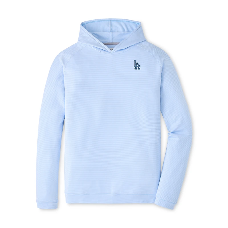 Men's Peter Millar Light Blue Los Angeles Dodgers Pine Sugar Stripe Performance Hoodie