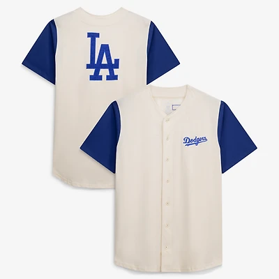 Maillot à boutons pour homme, couleur crème, Los Angeles Dodgers, grandes tailles