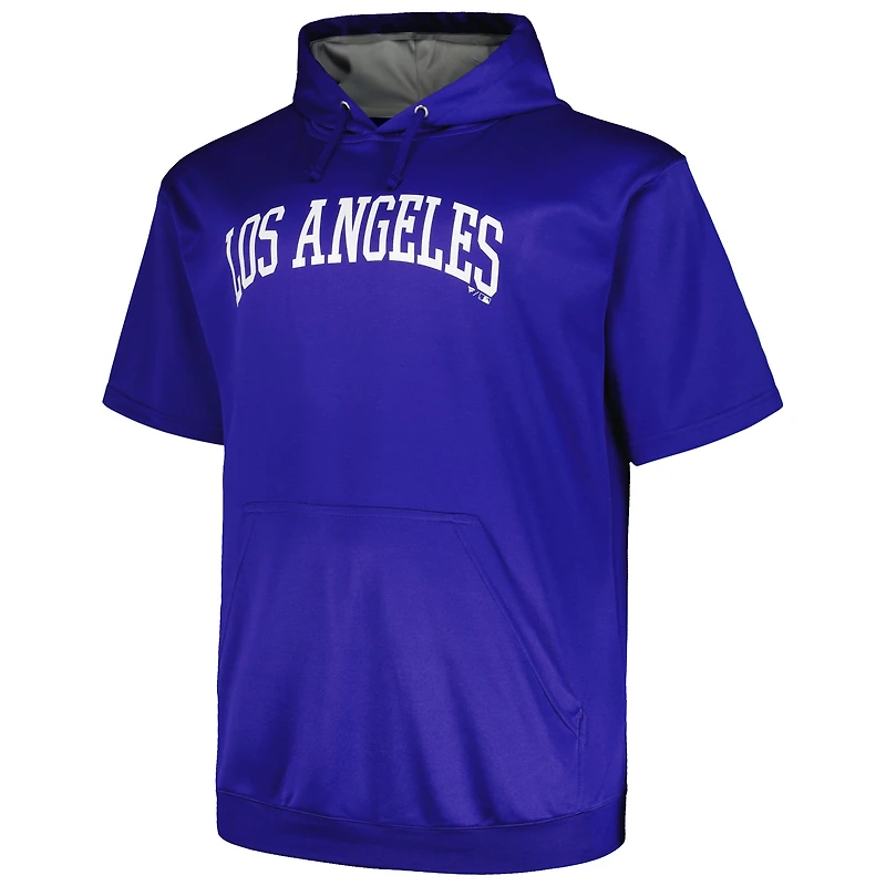 Sweat à capuche contrasté manches courtes pour homme Profile Royal Los Angeles Dodgers Big & Tall