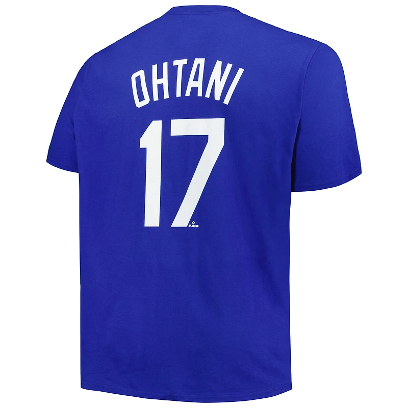 T-shirt pour homme avec nom et numéro Big & Tall des Dodgers de Los Angeles Shohei Ohtani Royal