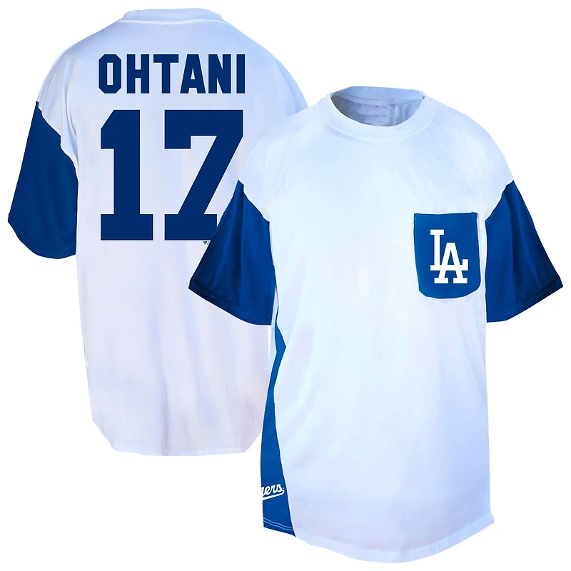 Profil masculin Shohei Ohtani Blanc/Bleu Royal Los Angeles Dodgers T-shirt grande taille avec nom et numéro du joueur