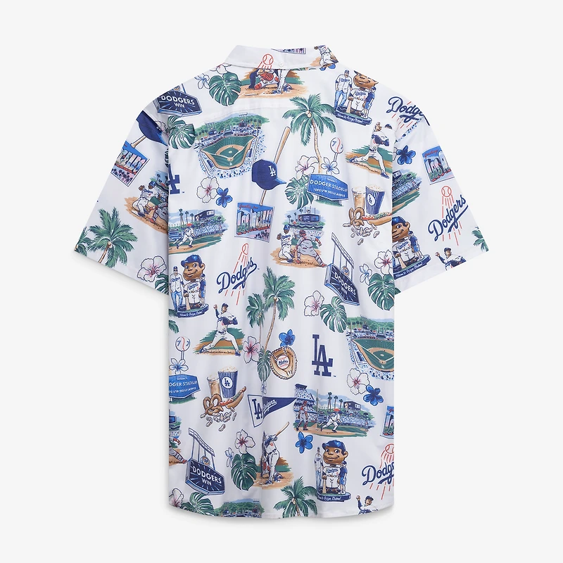 Men's Reyn Spooner White Los Angeles Dodgers Big & Tall Scenic Performance Tri-Blend Aloha Button-Down Shirt