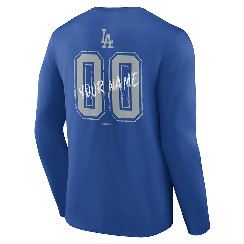 T-shirt à manches longues personnalisé avec nom et numéro Royal Los Angeles Dodgers Hustle pour homme