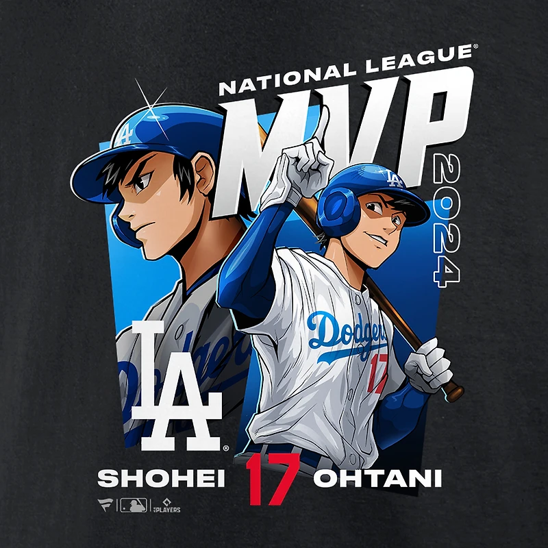 T-shirt noir pour homme Shohei Ohtani Los Angeles Dodgers 2024 NL MVP Anime