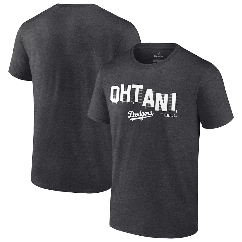T-shirt Shohei Ohtani pour homme, anthracite, avec le logo Hollywood des Dodgers de Los Angeles.