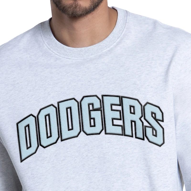 Sweat-shirt en molleton bleu glacier chiné pour homme, motif visage des Dodgers de Los Angeles.