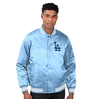 Veste universitaire en satin bleu clair Starter pour homme des Dodgers de Los Angeles, avec boutons-pression sur toute la longueur