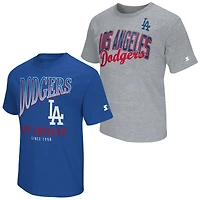 Lot de deux t-shirts pour homme Starter Royal/Gris chiné Los Angeles Dodgers