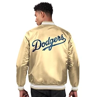 Men's Starter Tan Los Angeles Dodgers Locker Room Satin Full-Snap Varsity Jacket