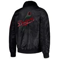 Veste en satin entièrement zippée pour homme Starter x Ty Mopkins Black Los Angeles Dodgers History Month