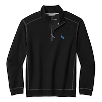 Sweat-shirt Tommy Bahama noir pour homme, Los Angeles Dodgers Montego Bay, demi-zip