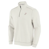 Men's Tommy Bahama Cream Los Angeles Dodgers Sport Tobago Bay Tri-Blend Half-Zip Sweatshirt
