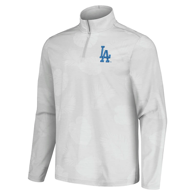 Veste à demi-zip Tommy Bahama gris Los Angeles Dodgers Delray Frond IslandZone pour hommes