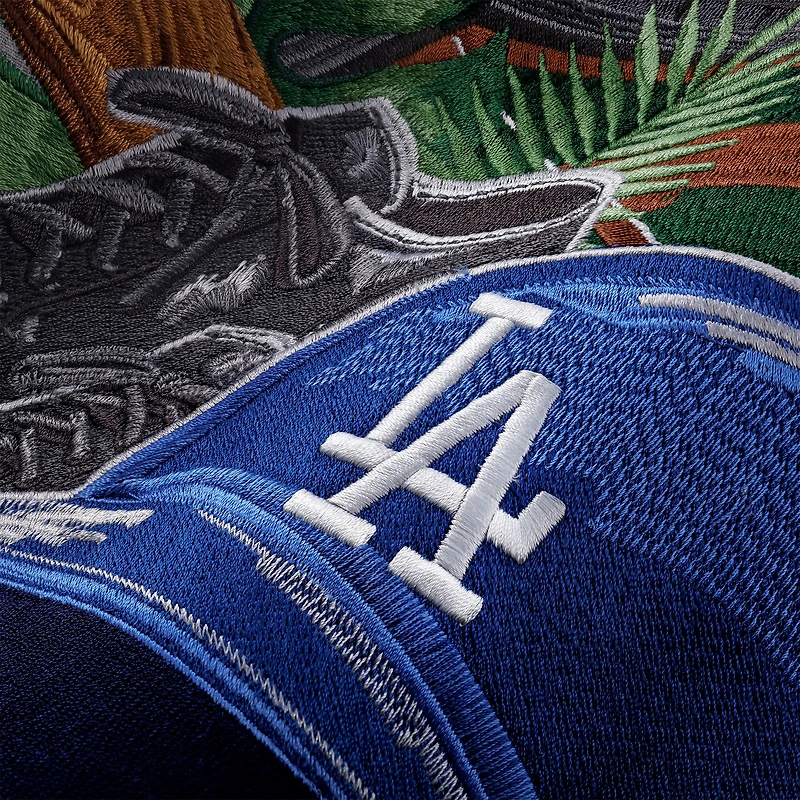Chemise boutonnée en soie Tommy Bahama grise pour homme, motif Hit and Run des Los Angeles Dodgers