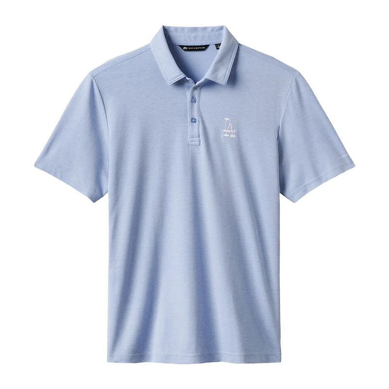 Polo bleu chiné TravisMathew pour homme, motif tri-blend, éliminatoire des Dodgers de Los Angeles