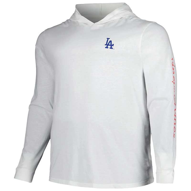 T-shirt à capuche manches longues Vineyard Vines pour hommes, blanc, Los Angeles Dodgers