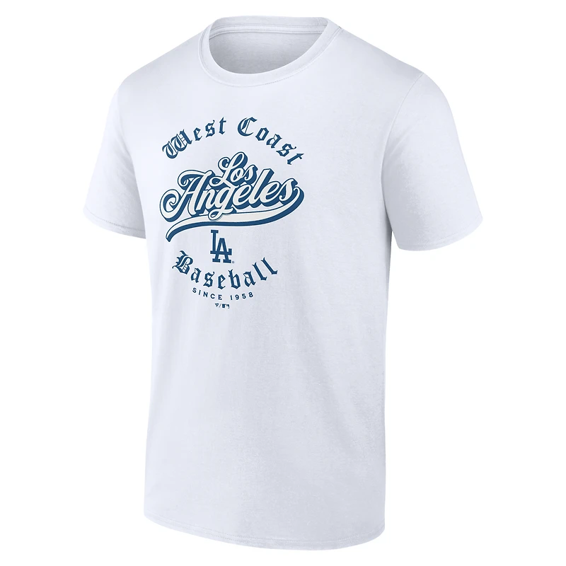T-shirt de baseball blanc pour homme des Dodgers Los Angeles, côte ouest