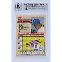 Carte de recrue autographiée 1992 Bowman Series 1 #461 de Mike Piazza des Los Angeles Dodgers, Beckett Fanatics Witnessed Authenticated 10 Rookie
