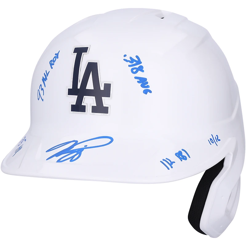 Mike Piazza Los Angeles Dodgers Autographed White Batting Helmet with Rookie of the Year Stats Inscriptions - Limited Edition of 12
