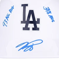 Mike Piazza Los Angeles Dodgers Autographed White Batting Helmet with Rookie of the Year Stats Inscriptions - Limited Edition of 12