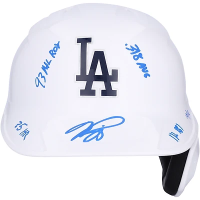 Mike Piazza Los Angeles Dodgers Autographed White Batting Helmet with Rookie of the Year Stats Inscriptions - Limited Edition of 12