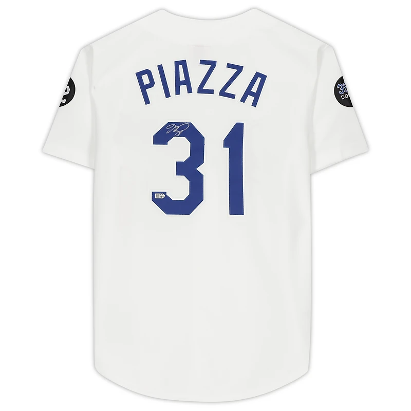 Mike Piazza Los Angeles Dodgers Autographed White Mitchell and Ness Cooperstown Collection Authentic Jersey
