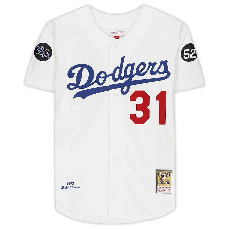 Mike Piazza Los Angeles Dodgers Autographed White Mitchell and Ness Cooperstown Collection Authentic Jersey
