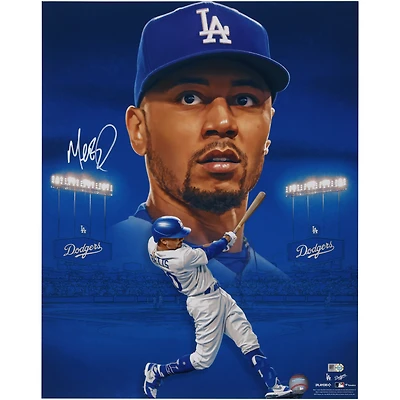 Photo dédicacée de Mookie Betts (Los Angeles Dodgers), format 40 x 50 cm - Illustration de Brian Konnick