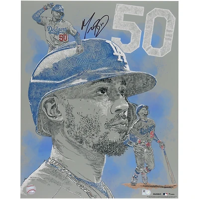 Photo dédicacée de Mookie Betts (Los Angeles Dodgers), format 40,6 x 50,8 cm (16 x 20 pouces) - Illustration de Maz Adams