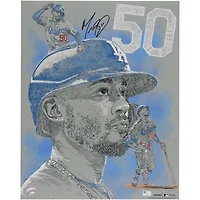 Photo dédicacée de Mookie Betts (Los Angeles Dodgers), format 40,6 x 50,8 cm (16 x 20 pouces) - Illustration de Maz Adams