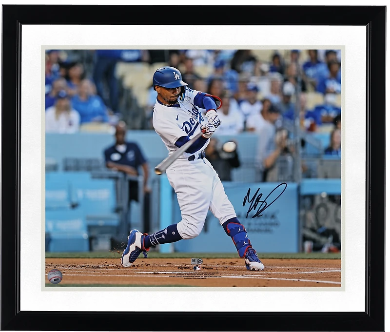 Mookie Betts Los Angeles Dodgers Autographed 16" x 20" White Jersey Hitting Photograph