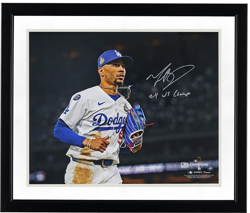 Mookie Betts Los Angeles Dodgers Autographed 2024 World Series Champions 16" x 20" Photograph with "24 WS Champs" Inscription