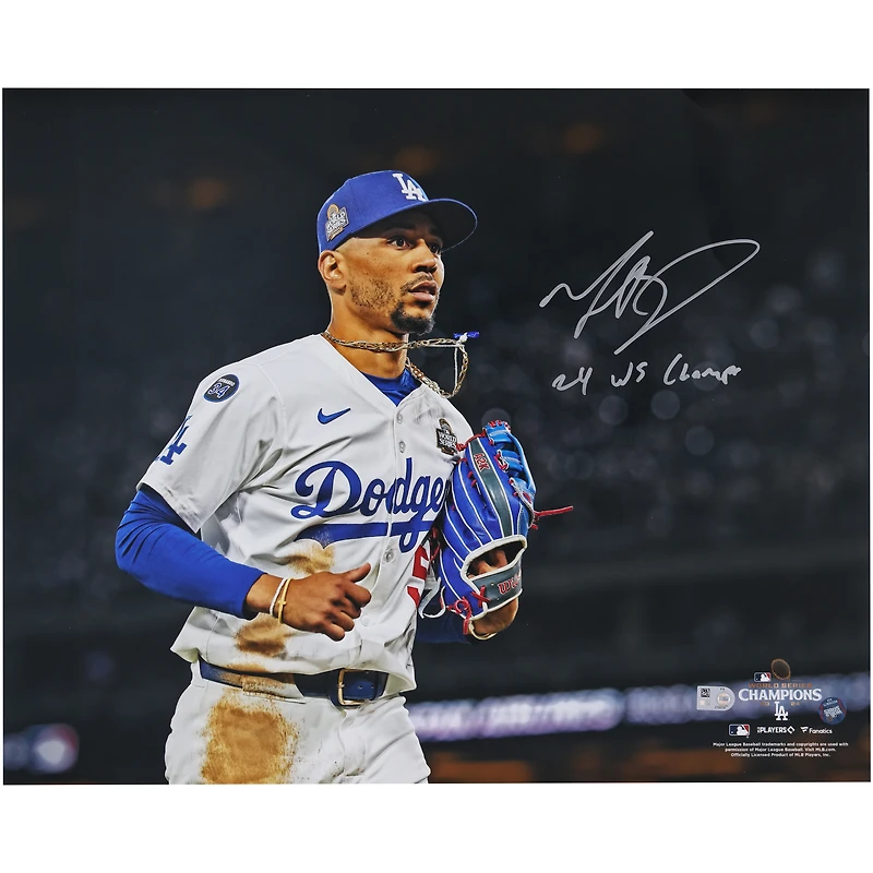 Mookie Betts Los Angeles Dodgers Autographed 2024 World Series Champions 16" x 20" Photograph with "24 WS Champs" Inscription