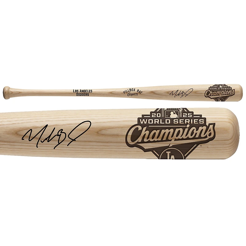 Batte Pillbox Bat Company autographiée par Mookie Betts des Dodgers de Los Angeles, champions des World Series 2025