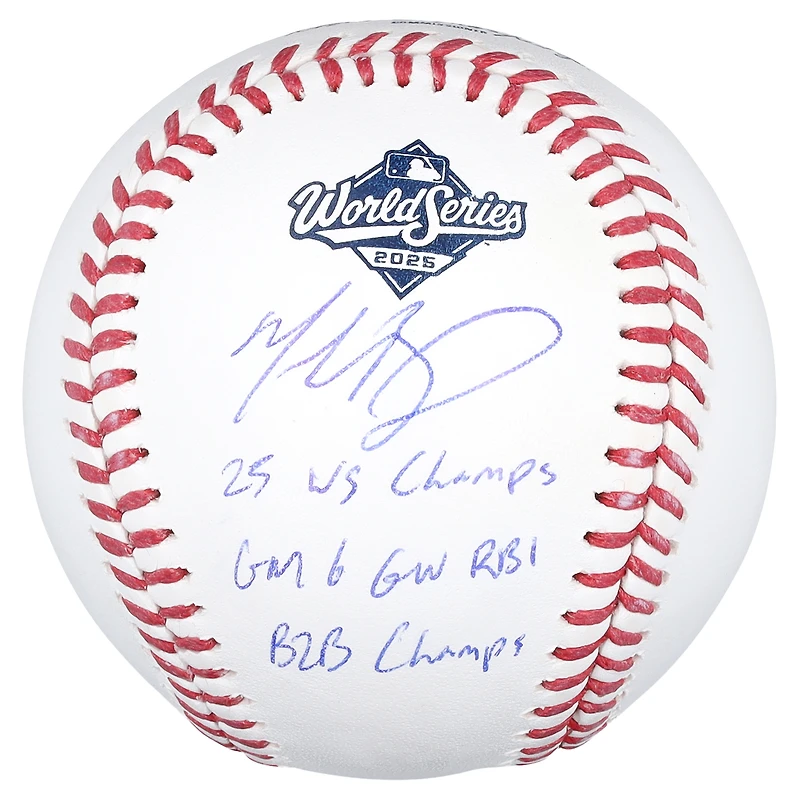 Mookie Betts Los Angeles Dodgers Autographed 2025 World Series Logo Baseball with Multiple Inscriptions - Limited Edition of 25
