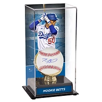 Vitrine de présentation de gants de baseball et d'or autographiés par Mookie Betts des Los Angeles Dodgers avec image